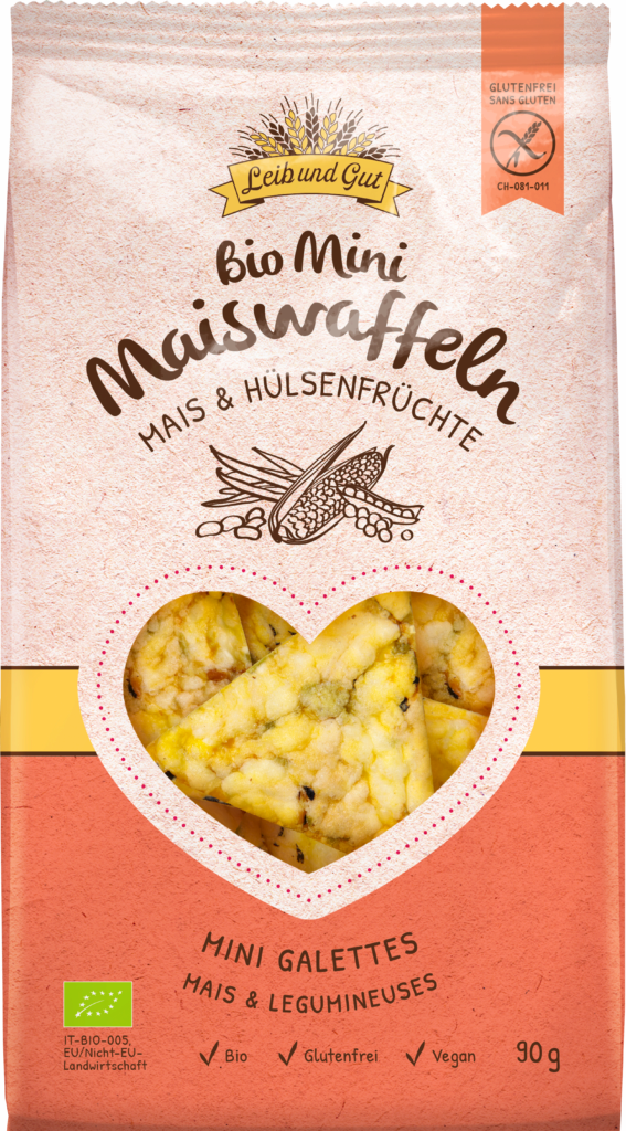 Leib und Gut Mini Maiswaffeln Mais & Hülsenfrüchte BIO (110656)