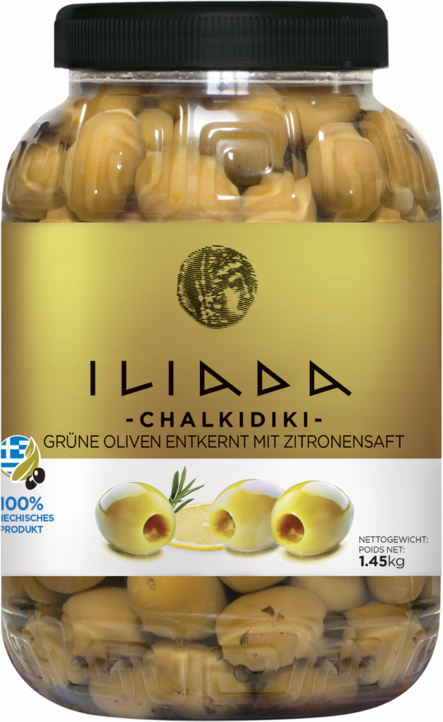 Iliada Grüne Oliven entkernt mit Zitronensaft (113338)