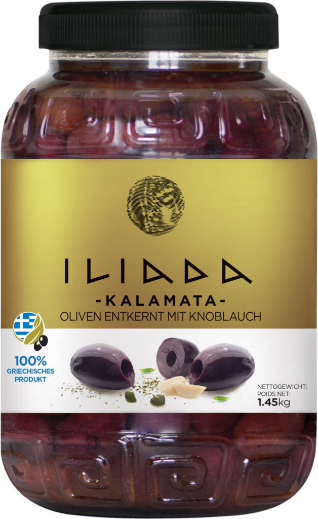 Iliada Olives Kalamata dénoyautées à l’ail (113340)