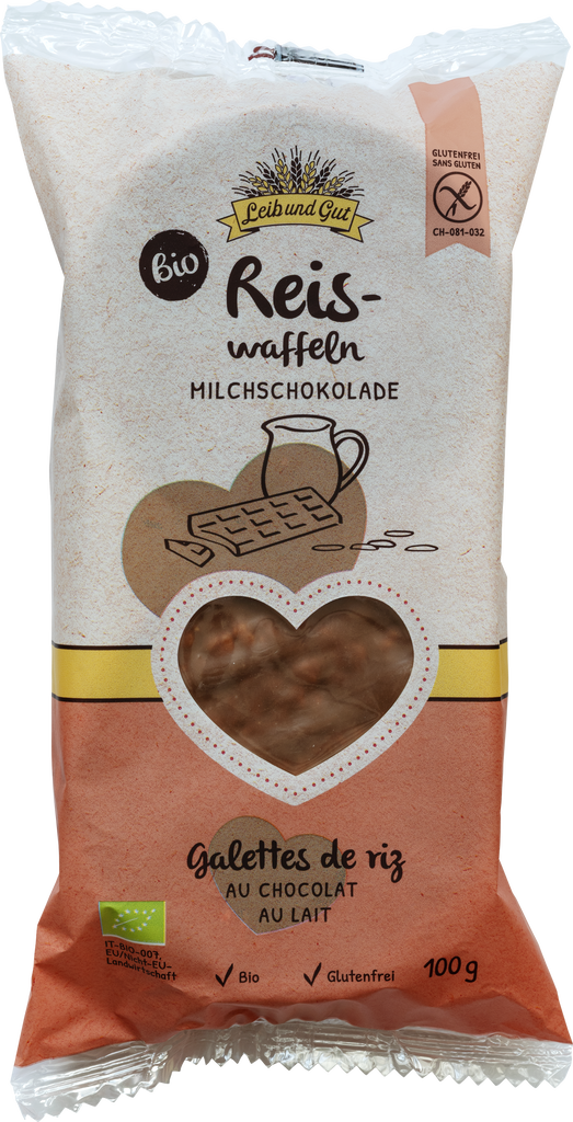 Leib und Gut Reiswaffeln mit Milchschokoladen-Überzug BIO (113593)