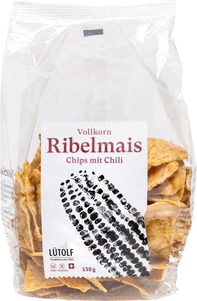 Lütolf Spezialitäten Vollkorn Ribelmais Chips mit Chili (113676)