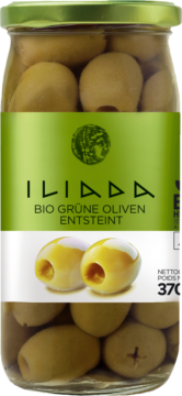 Iliada GOLDEN LINE Organic Green olives pitted (113853)